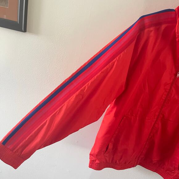 adidas Jacket Mens Medium Red Trefoil 3-Stripe Track Active Originals 3D Classic - Picture 3 of 9